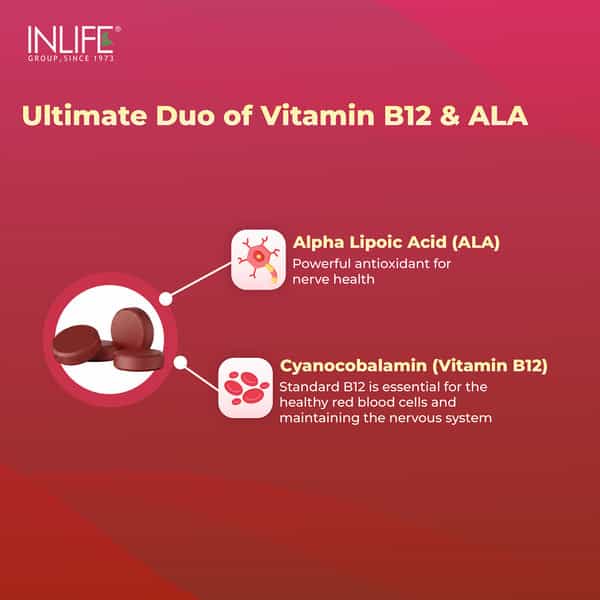 Inlife Vitamin B12 With Alpha Lipoic Acid Energy Nerve Support - 120 Tablets
