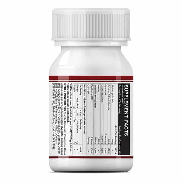 Inlife Vitamin B12 With Alpha Lipoic Acid Energy Nerve Support - 120 Tablets