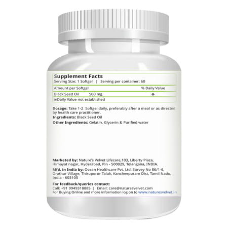 Natures Velvet Black Seed Oil 500mg 60 Softgels