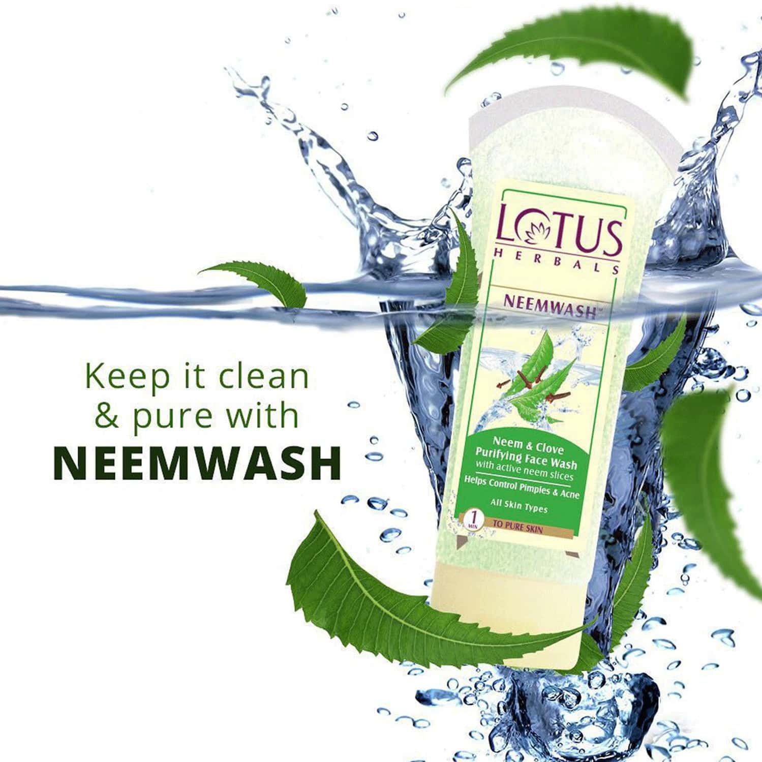 Buy LOTUS HERBALS NEEMWASH NEEM & CLOVE ULTRAPURIFYING FACE WASH WITH
