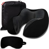 Trajectory Travel Neck Pillow Memory Foam 3 In 1 Combo With Eye Mask And Carry Bag Combo | Black