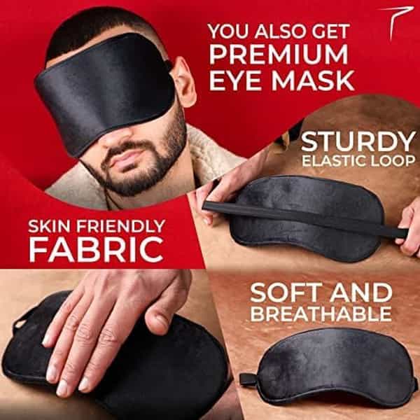 Trajectory Travel Neck Pillow Memory Foam 3 In 1 Combo With Eye Mask And Carry Bag Combo | Black