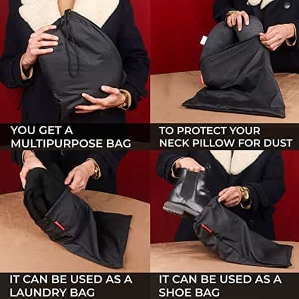 Trajectory Travel Neck Pillow Memory Foam 3 In 1 Combo With Eye Mask And Carry Bag Combo | Black