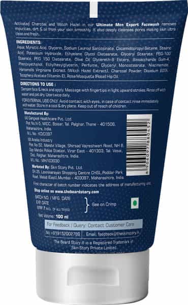 The Beard Story Ultimate Men Expert Face Wash | Activated Charcoal Deep Cleansing Non-Drying 100G