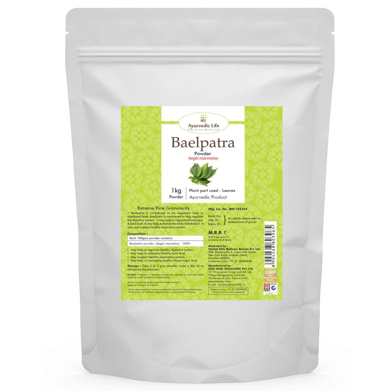 Ayurvedic Life Baelpatra Powder - 1 Kg Value Pack Of 4