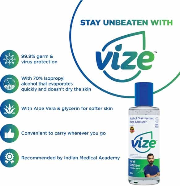 Vize Hand Sanitizer With 70% Isopropyl Alcohol Ip - 100Ml Gel