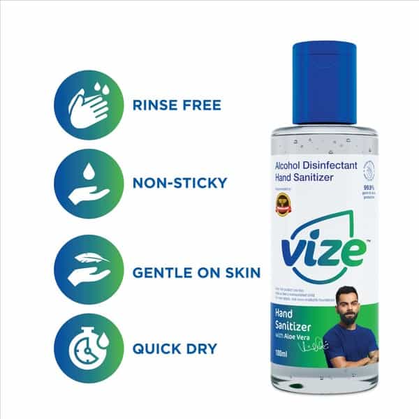 Vize Hand Sanitizer With 70% Isopropyl Alcohol Ip - 100Ml Gel