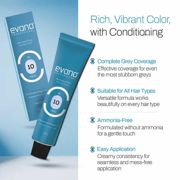 Evano Professional Creme Hair Colour Dark Brown 100G | Ammonia Free | 100% Grey Coverage In 10 Min