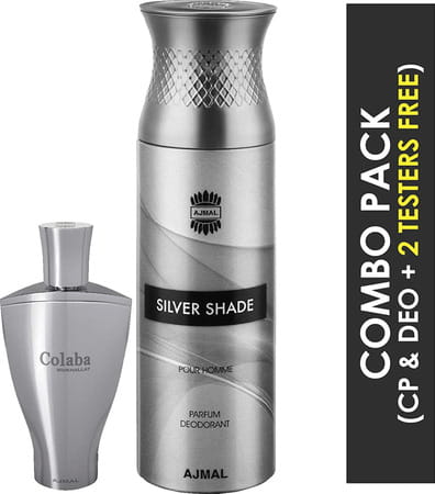 Ajmal Colaba Mukhallat Cp Attar 14Ml For Unisex And Silver Shade Homme Deodorant 200Ml For Men