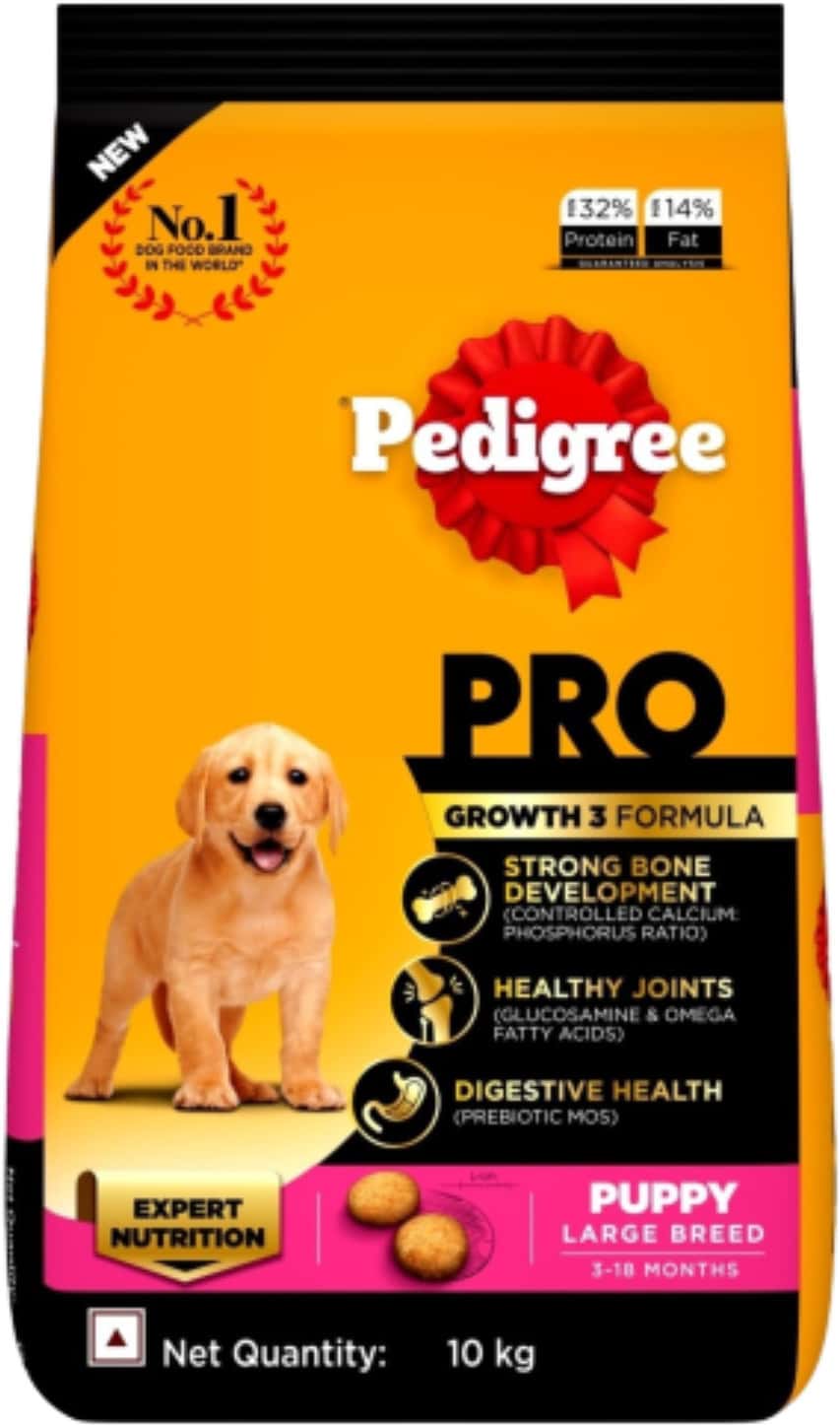 Pedigree Pro Puppy Large Breed | 10 Kg Dry Dog Food | Vet Trusted Brand (3-18 Months)