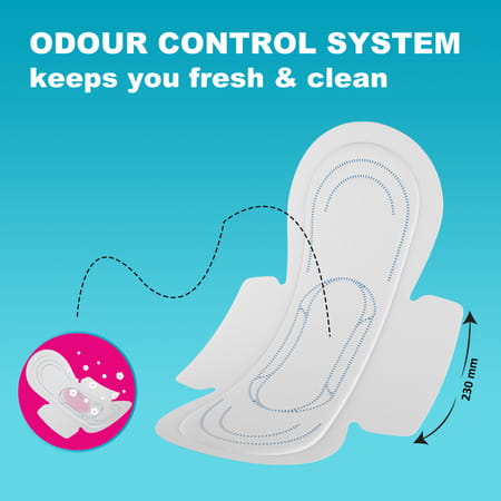 Wonderize Dry Comfort Regular Sanitary Napkins - 20 Pads - Wonder Dry Cover + Uniquely Shaped Flaps