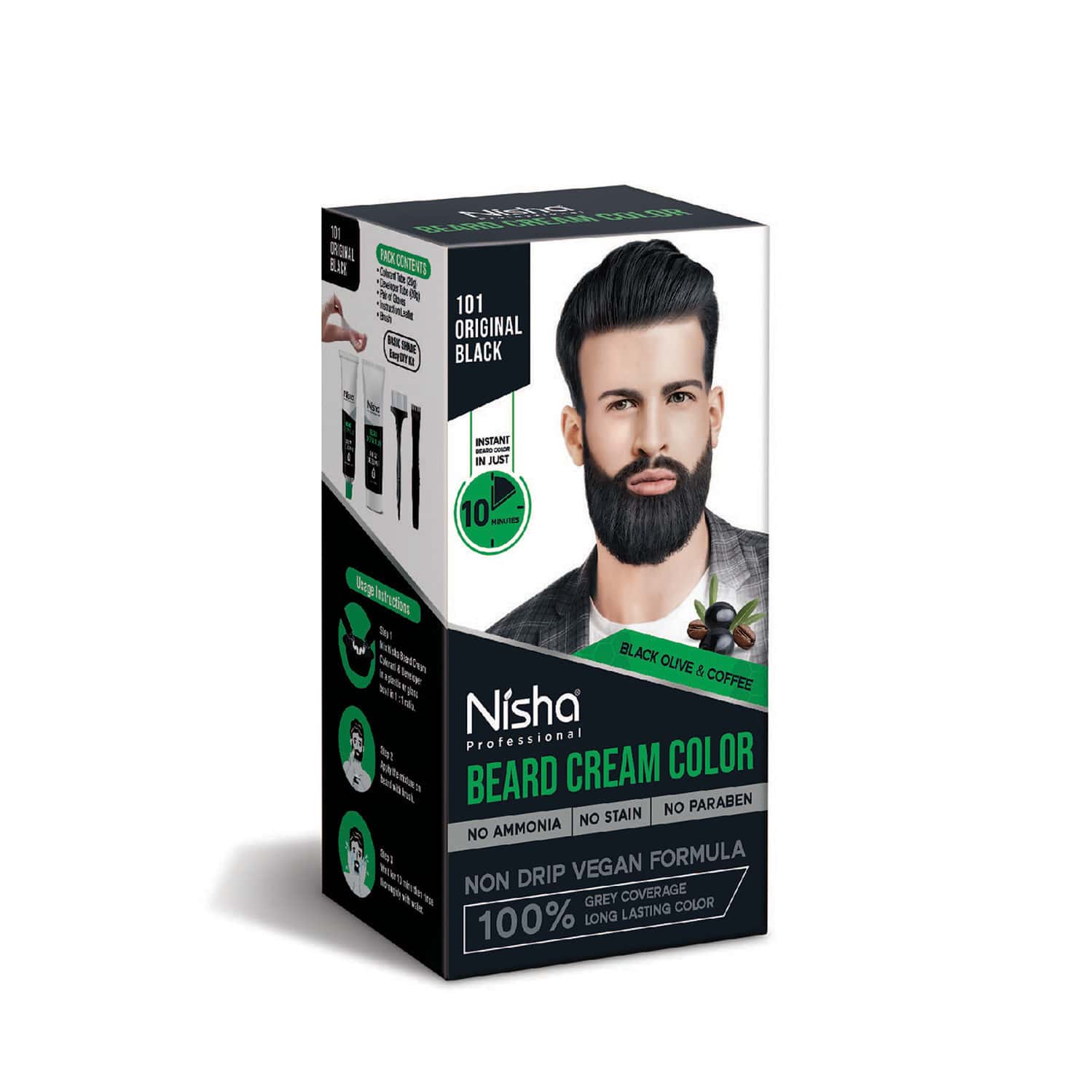 Nisha Beard Colour For Men Original Black 40g | Ammonia Free | Professional Beard Cream Hair Color
