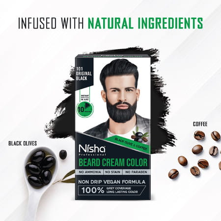 Nisha Beard Colour For Men Original Black 40g | Ammonia Free | Professional Beard Cream Hair Color