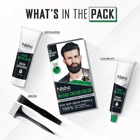 Nisha Beard Colour For Men Original Black 40g | Ammonia Free | Professional Beard Cream Hair Color