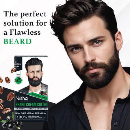 Nisha Beard Colour For Men Original Black 40g | Ammonia Free | Professional Beard Cream Hair Color