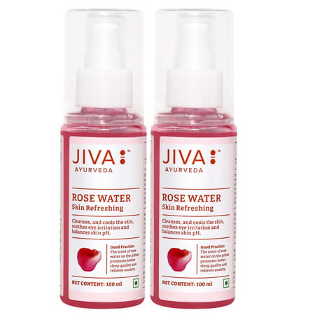 Jiva Rose Petal Toner- 100ml (Pack Of 2) | Natural Water For Freshens & Tones The Skin