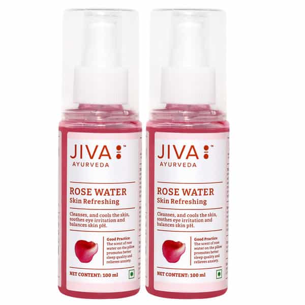 Jiva Rose Petal Toner- 100Ml (Pack Of 2) | Natural Water For Freshens & Tones The Skin