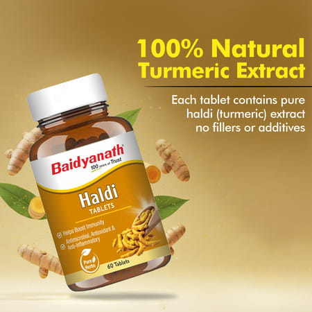 Baidyanath Ayurved Turmeric Tablets 60S | Natural Haldi Extract