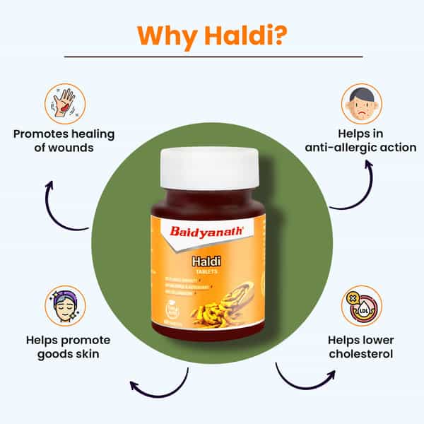 Baidyanath Ayurved Turmeric Tablets 60S | Natural Haldi Extract