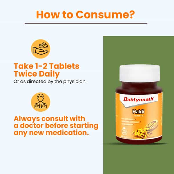 Baidyanath Ayurved Turmeric Tablets 60S | Natural Haldi Extract