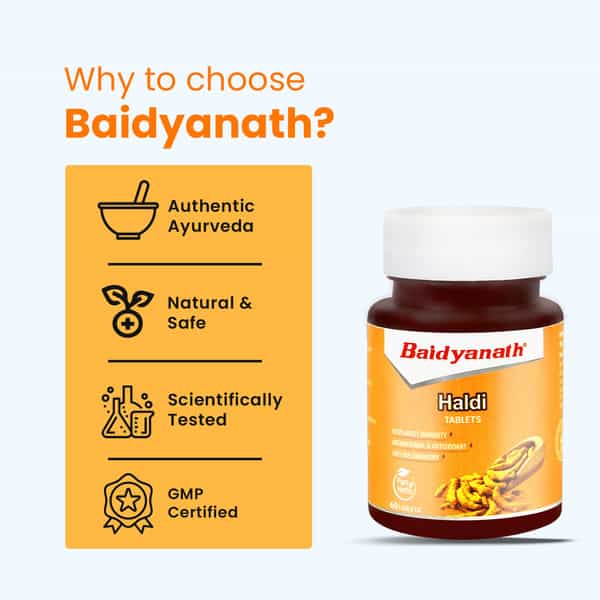 Baidyanath Ayurved Turmeric Tablets 60S | Natural Haldi Extract