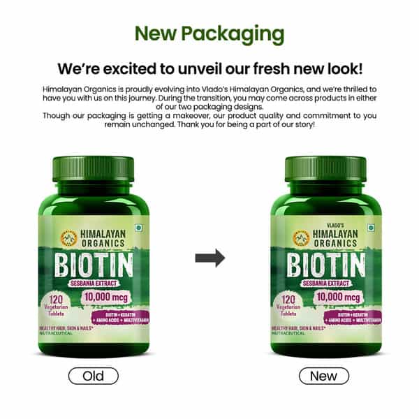Vlado's Himalayan Organics Biotin Multivitamin 10000 Mcg Supplement - 120 Veg Tablets