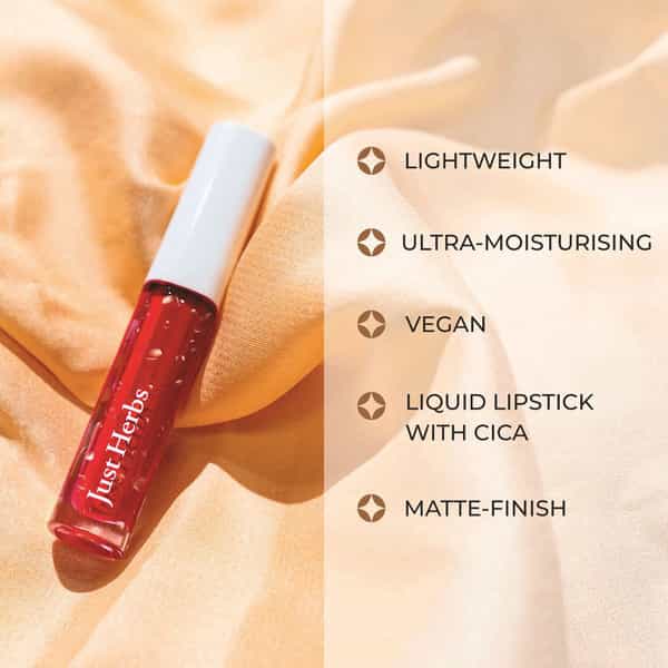 Just Herbs Ayurvedic Creamy Matte Long Lasting Liquid Lipstick . - Raspberry Pink