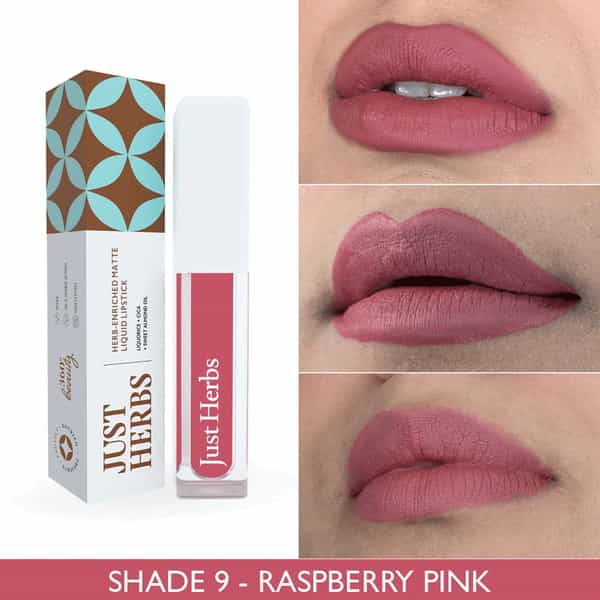 Just Herbs Ayurvedic Creamy Matte Long Lasting Liquid Lipstick . - Raspberry Pink