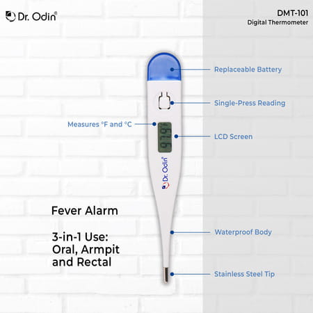 Dr. Odin Dmt101 Digital Medical Thermometer Fda Approved Quick 20 Second Reading Blue