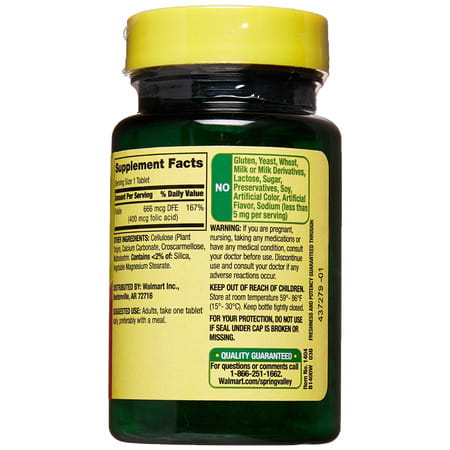 Spring Valley - Folic Acid 400 Mcg | 250 Tablets