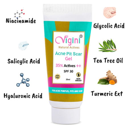 Vigini 35% Actives Anti Acne Pits & Scars Stop Spot Face Gel Men Women Boys Girls 20ml