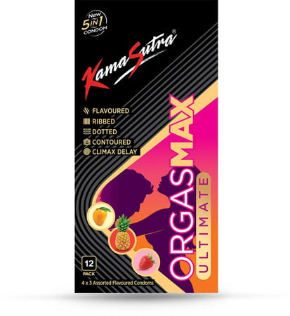 Kamasutra Orgasmax Ultimate 5-In-1 Multi Flavour Box Of 12 Condoms