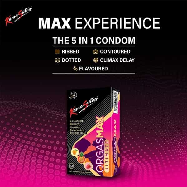 Kamasutra Orgasmax Ultimate 5-In-1 Multi Flavour Box Of 12 Condoms