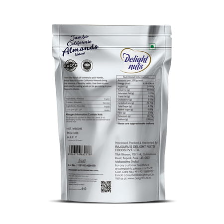 Delight Nuts Jumbo California Almonds Natural 150gm
