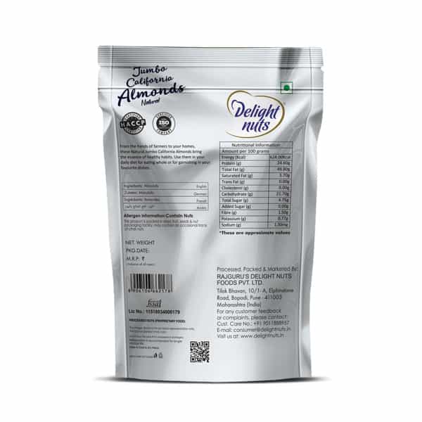 Delight Nuts Jumbo California Almonds Natural 150Gm