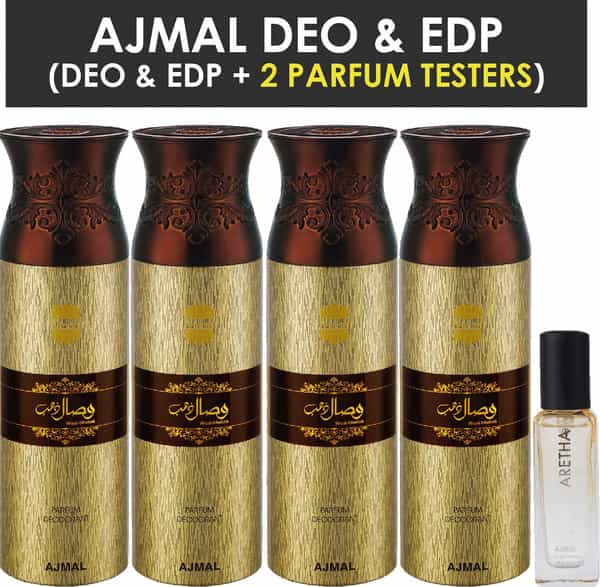 Ajmal 4 Wisal Dhahab Deo Each 200Ml & Aretha Edp 20Ml Pack Of 5 (Total 820Ml) For Men & Women