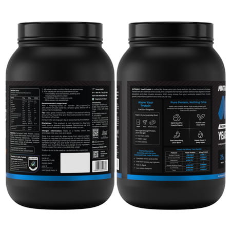 Nutrabay Yeast Protein Powder Rich Chocolate Creme 25g Protein & 6.7g Bcaa Per Scoop Jar 1 Kg