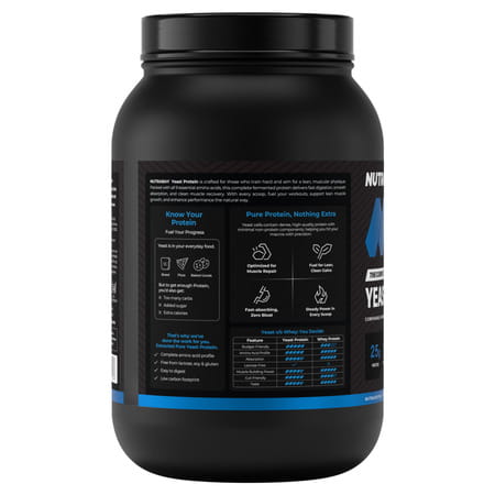 Nutrabay Yeast Protein Powder Rich Chocolate Creme 25g Protein & 6.7g Bcaa Per Scoop Jar 1 Kg