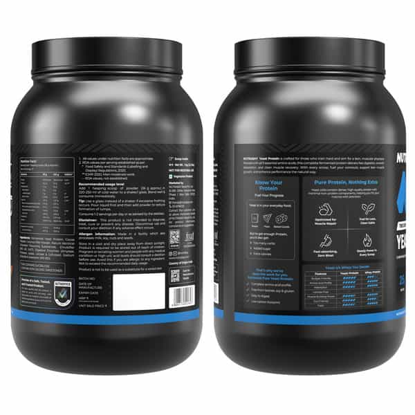 Nutrabay Yeast Protein Powder Rich Chocolate Creme 25G Protein & 6.7G Bcaa Per Scoop Jar 1 Kg