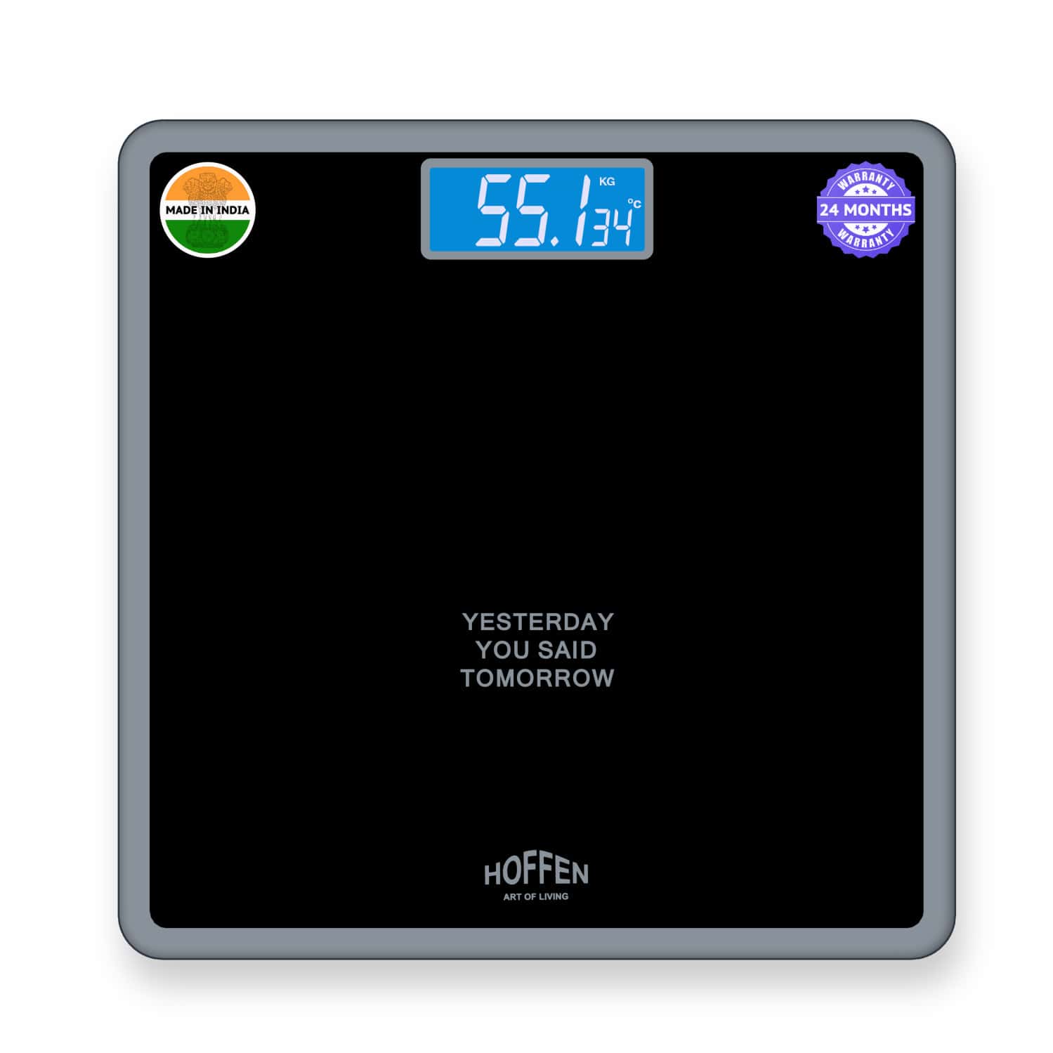 Hoffen Thick Tempered Glass Digital Electronic Lcd Personal Weight Machine (ho-18-black)