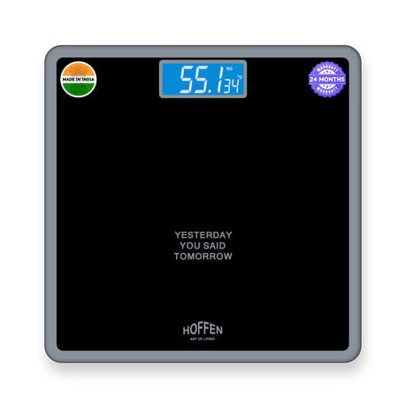Hoffen Thick Tempered Glass Digital Electronic Lcd Personal Weight Machine (Ho-18-Black)