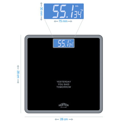 Hoffen Thick Tempered Glass Digital Electronic Lcd Personal Weight Machine (Ho-18-Black)
