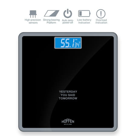 Hoffen Thick Tempered Glass Digital Electronic Lcd Personal Weight Machine (Ho-18-Black)