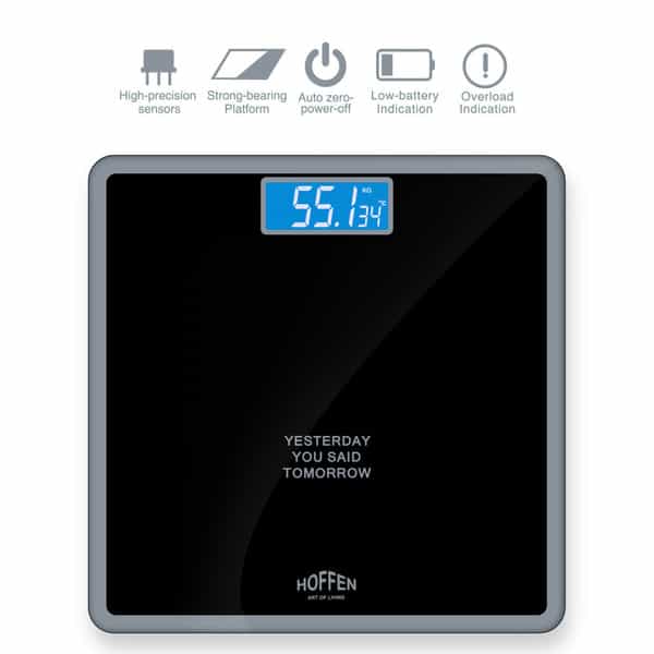 Hoffen Thick Tempered Glass Digital Electronic Lcd Personal Weight Machine (Ho-18-Black)