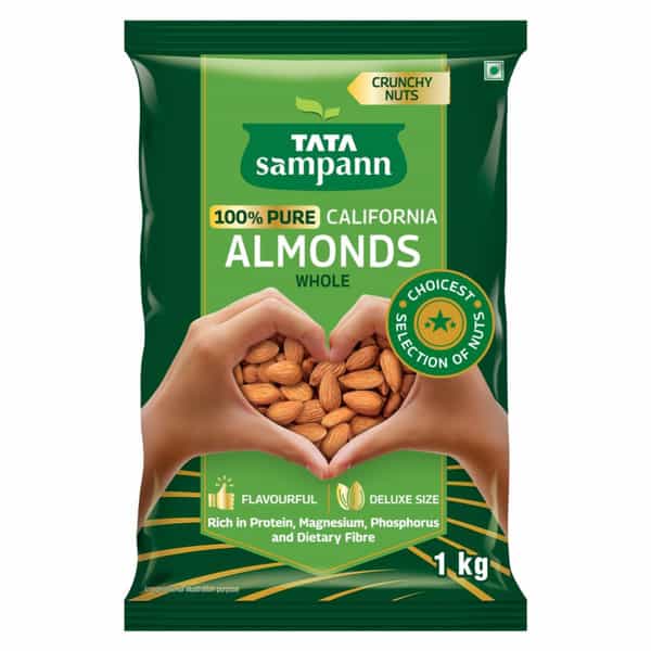Tata Sampann Pure California Almonds Whole| Badam Giri| 1Kg