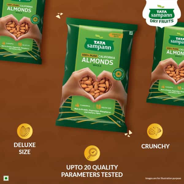 Tata Sampann Pure California Almonds Whole| Badam Giri| 1Kg
