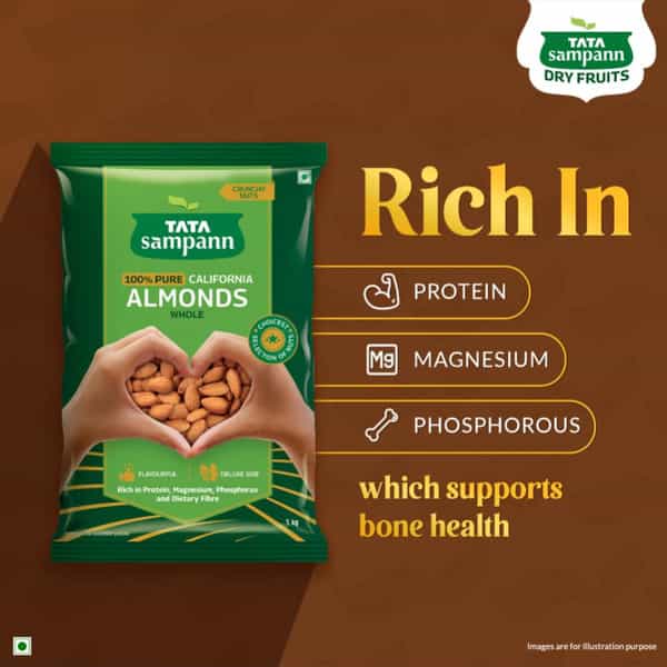 Tata Sampann Pure California Almonds Whole| Badam Giri| 1Kg