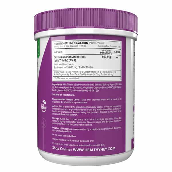 Healthyhey Nutrition Milk Thistle 25:1 (Silymarin Marianum) - 300 Veg. Capsules