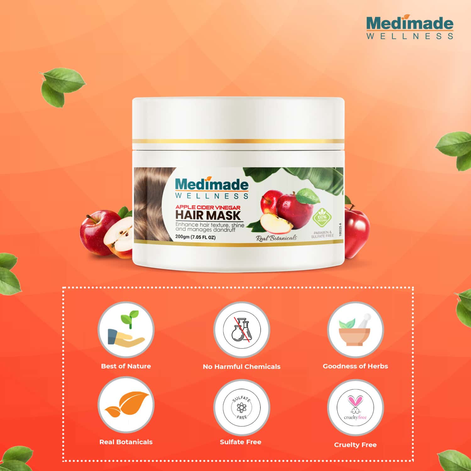 Buy MEDIMADE APPLE CIDER VINEGAR HAIR MASK 200 GM Online & Get Upto