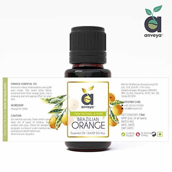 Anveya Orange Essential Oil 100% Natural 15Ml